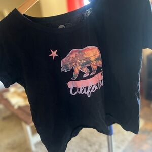 Roxy California Black T-Shirt with Pink Bear Graphic